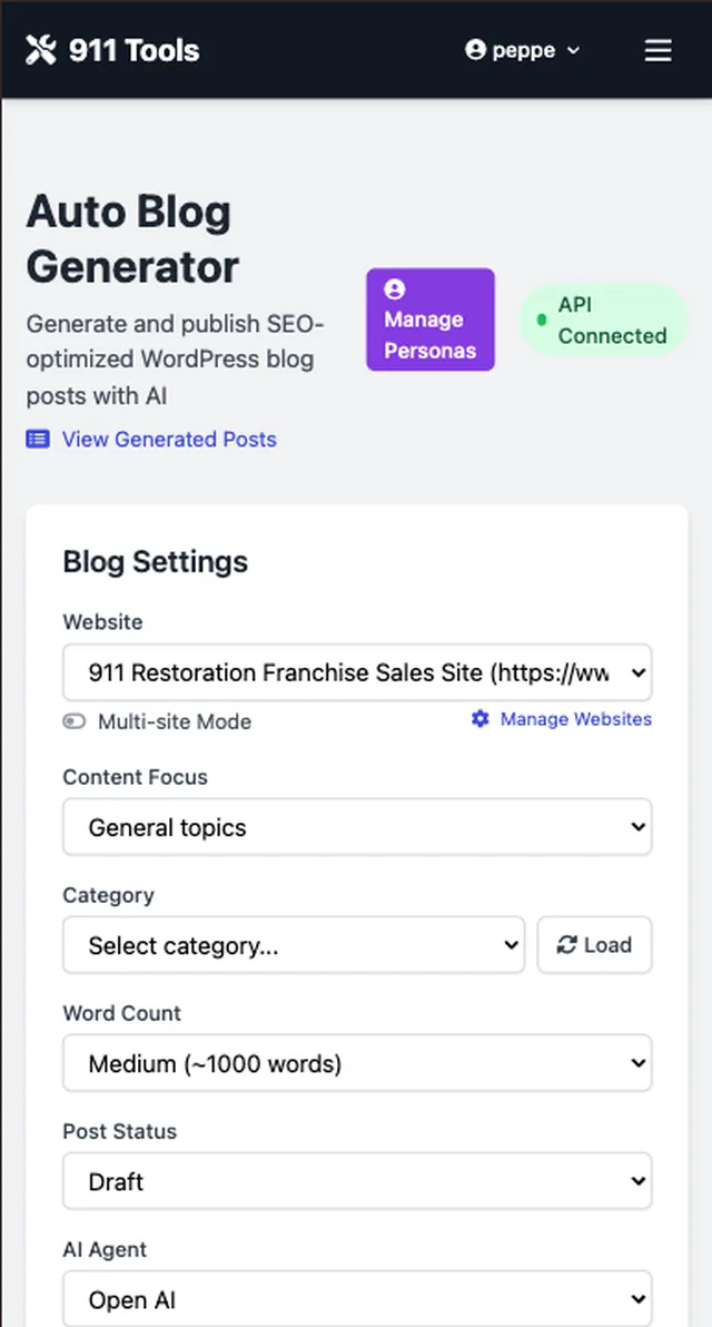 Auto Blog Generator — AI-generated SEO articles