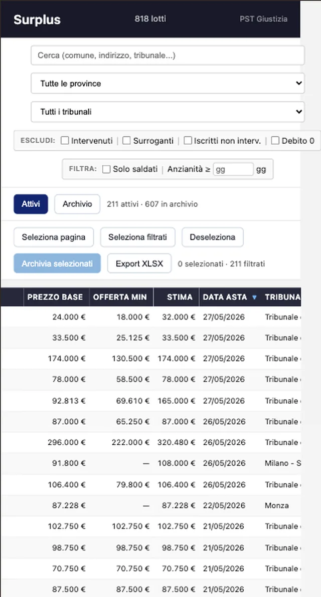 Surplus — Court auctions · Web app